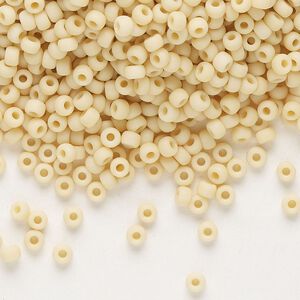 Seed bead, Miyuki, glass, pkg/50g, #8 rocaille, opaque matte pear, (RR-493F).
