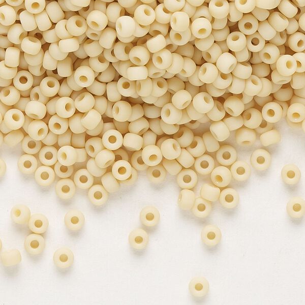 Seed bead, Miyuki, glass, pkg/50g, #8 rocaille, opaque matte pear, (RR-493F). image number 0