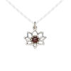 Garnet / sterling silver 1pkg1, antiqued open lotus drop natural 14.5x12mm image number 0