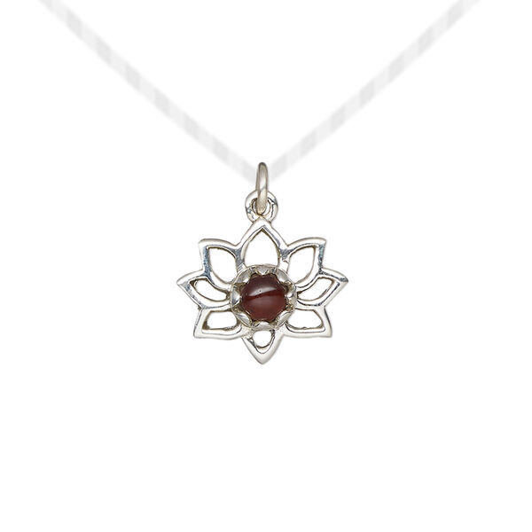 Garnet / sterling silver 1pkg1, antiqued open lotus drop natural 14.5x12mm image number 0