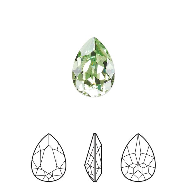 Fancy stone 1pk peridot foil back, Crystal Passions® Regenerated 14x10mm pear 4320 image number 0