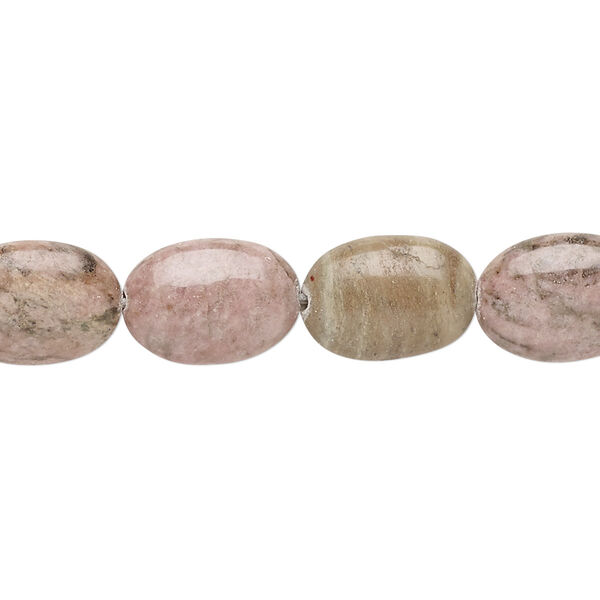 Bead, rhodonite (natural), 14x10mm puffed oval, D grade, Mohs hardness 5-1/2 to 6-1/2. Sold per 15" to 16" strand. image number 0