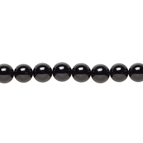 Bead black tourmaline 1pk 6mm round, B+ grade natural, 15.5-16 inch image number 0