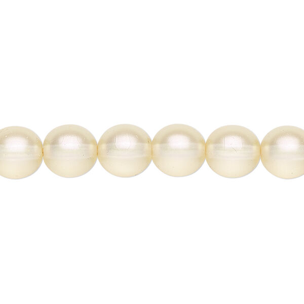 Bead, Czech pressed glass, pearlized cream, 8mm round. Sold per 15-1/2" to 16" strand, approximately 50 beads. image number 0