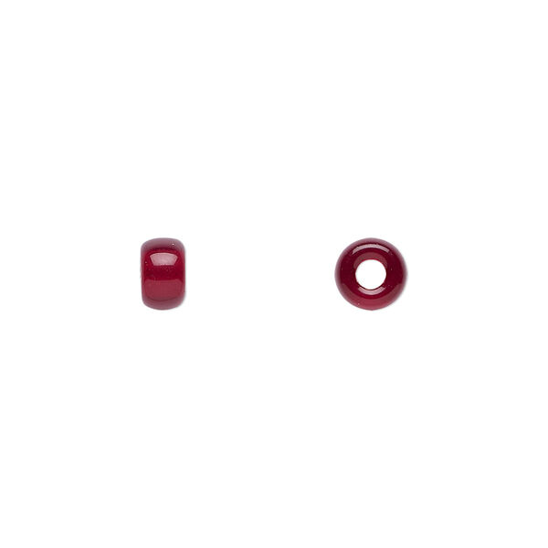 Bead, Czech pressed glass, garnet red, 6x4mm crow. Sold per 15-1/2" to 16" strand, approximately 100 beads. image number 0