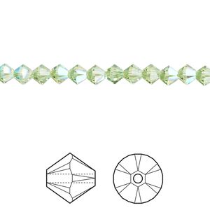 Bead 144pk peridot shimmer, Crystal Passions® 4mm bicone 5328