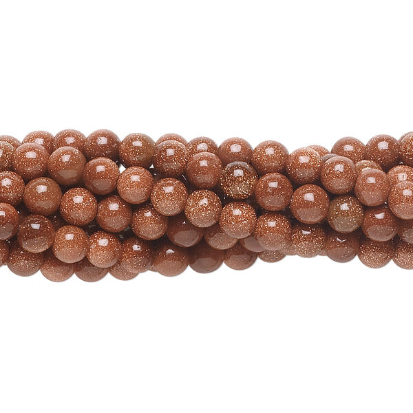 Bead, brown goldstone (glass) (man-made), 4mm round. Sold per pkg of (10) 15-1/2" to 16" strands. image number 0