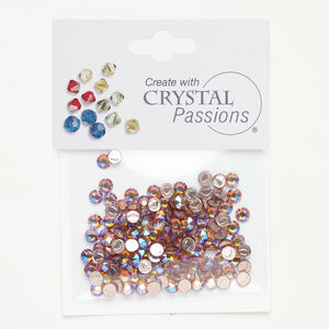 Flat back 1pkg144 topaz shimmer foil back, Crystal Passions&reg; rhinestone 3.8-4mm hotfix round SS16