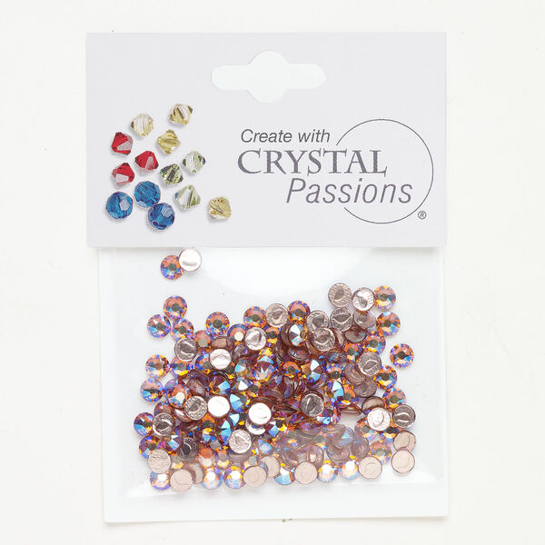 Flat back 1pkg144 topaz shimmer foil back, Crystal Passions&reg; rhinestone 3.8-4mm hotfix round SS16 image number 0