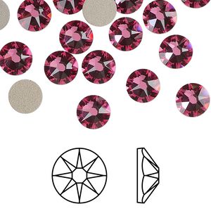 Flat back 144pk rose foil back, Swarovski® 7.07-7.27mm rose round SS34 2088
