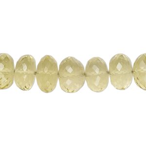 Lemon quartz 1pkg1, hand-cut micro-faceted rondelle bead 14 inch 10x5mm-12x10mm
