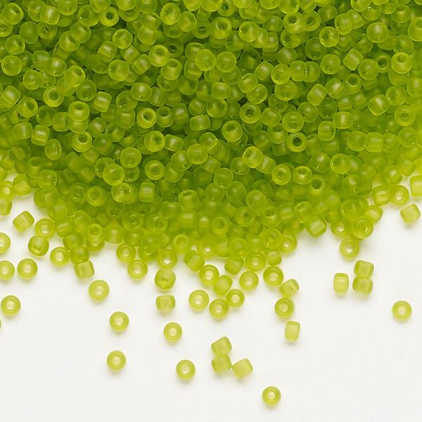 Seed bead, Dyna-Mites™, glass, pkg/1/2kg, #11 round, translucent matte light green, (18MA 11/0 RR). image number 0