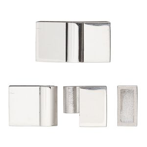 Clasp slide lock 1pkg1, 22x12mm rectangle / fits 9.5x3mm cord, stainless steel 1-strand