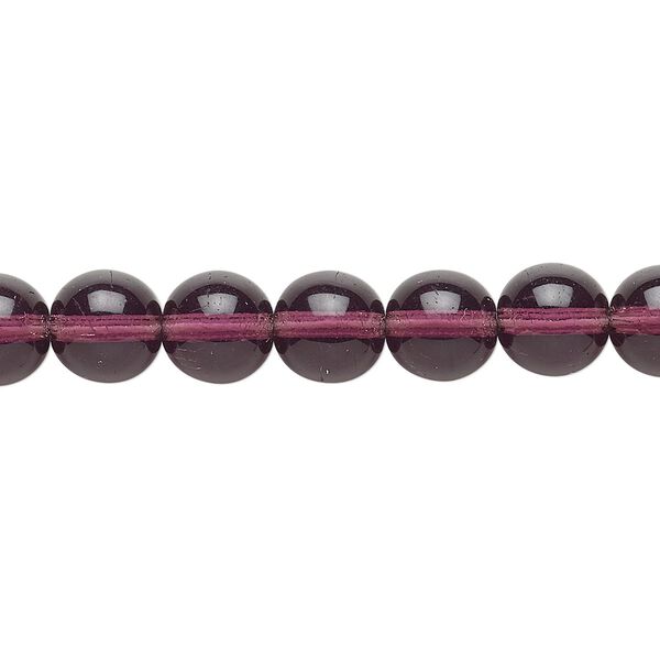 Bead, Czech glass druk, transparent amethyst purple, 8mm round. Sold per 15-1/2" to 16" strand. image number 0