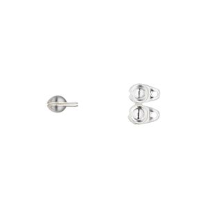 Bead tip, silver-plated brass, 6.5x4mm side clamp-on with closed loop. Sold per pkg of 100.