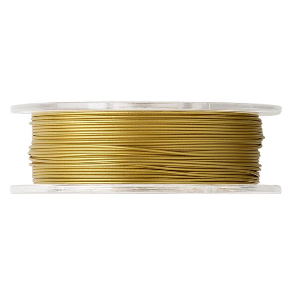 Beading wire, Tigertail™, nylon-coated stainless steel, gold, 7 strand, 0.022-inch diameter. Sold per 100-foot spool. image number 0