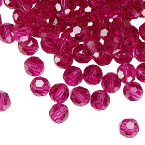 Bead 144pk fuchsia, Preciosa Czech crystal 6mm round