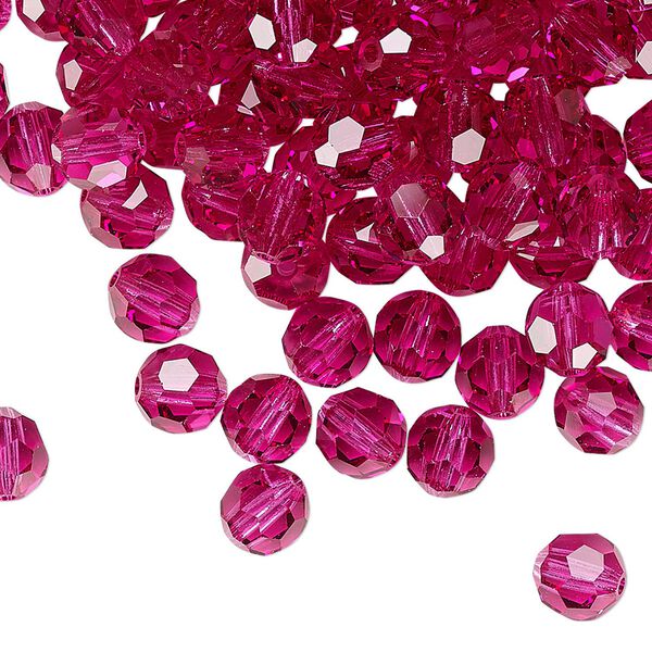 Bead 144pk fuchsia, Preciosa Czech crystal 6mm round image number 0