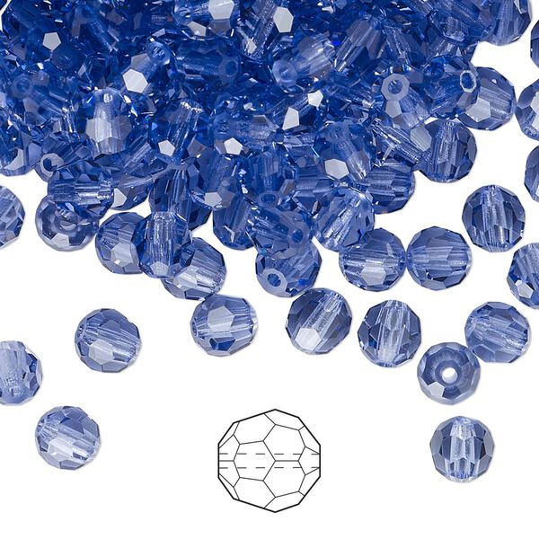 Bead 576pk tanzanite, Preciosa Czech crystal 5mm round image number 0