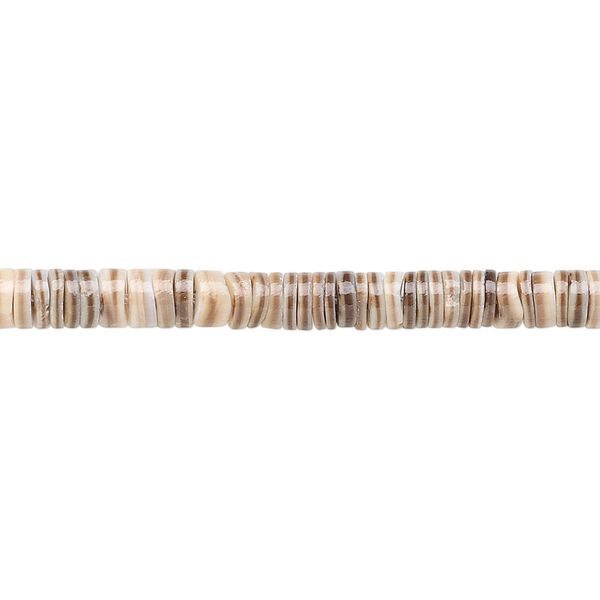 Bead, bat volute shell (natural), 4-5mm hand-cut heishi, Mohs hardness 3-1/2. Sold per 15-1/2" to 16" strand. image number 0
