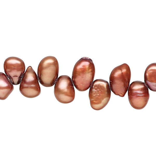Freshwater pearl 1pkg1, flat-sided potato C grade, 14 inch 6x5mm-10x7mm antique red cultured image number 0