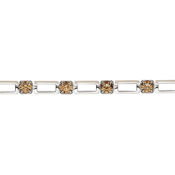 Cupchain, VINTAGE Crystal™, imitation rhodium-plated brass and crystal, light Colorado topaz, 3.3mm open rectangle. Sold per pkg of 1 meter. image number 0