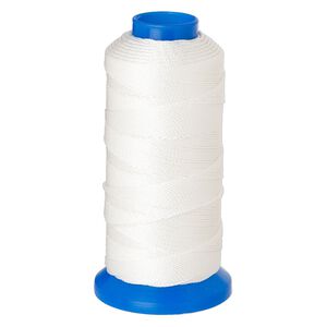 Cord, Griffin, nylon, white, 0.85mm, 58.2-pound test. Sold per 200-meter spool.