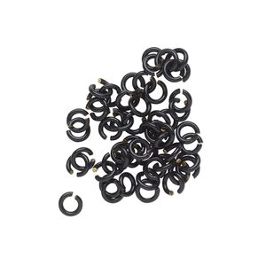 Jump ring, electro-coated brass, black, 4mm round, 2.4mm inside diameter, 20 gauge. Sold per pkg of 50.