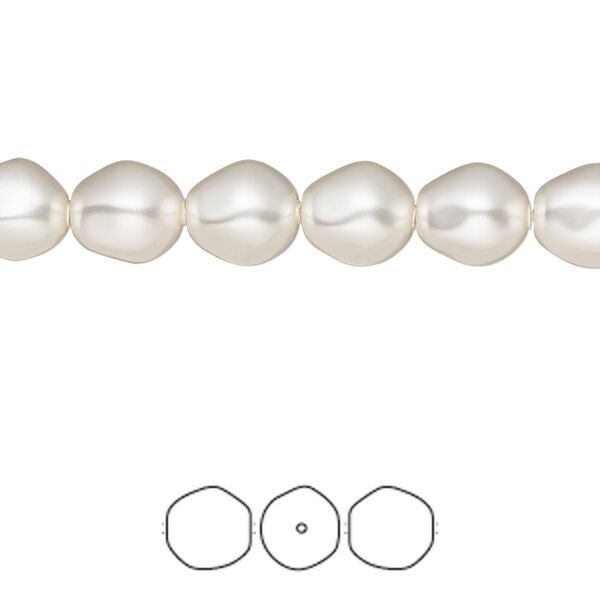 Pearl 10pk white, Crystal Passions® 8mm baroque round 5841 image number 0
