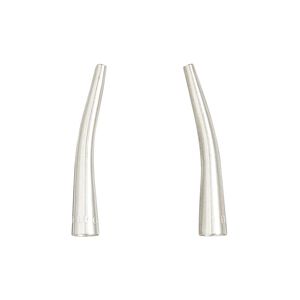 Cone sterling silver 1pkg2, 25x4mm curved stamped "STERLING," 3.5mm inside diameter
