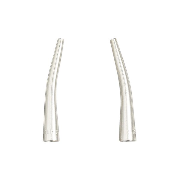 Cone sterling silver 1pkg2, 25x4mm curved stamped "STERLING," 3.5mm inside diameter image number 0