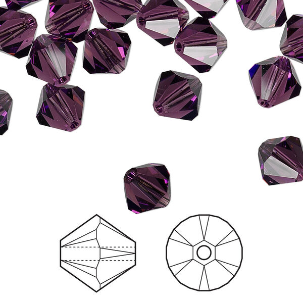 Bead 12pk amethyst, Crystal Passions® 8mm bicone 5328 image number 0