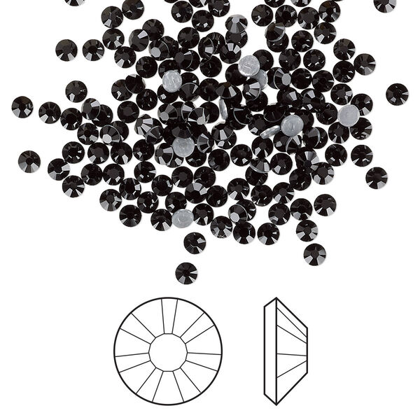 Flat back 144pk jet foil back, Crystal Passions® hotfix rhinestone 2.3-2.5mm rose round SS8 2038HF image number 0