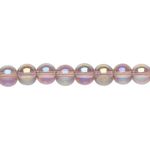 Bead, glass, purple AB, 6mm smooth round. Sold per pkg of (3) 15-1/2" to 16" strands.