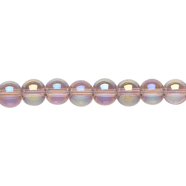 Bead, glass, purple AB, 6mm smooth round. Sold per pkg of (3) 15-1/2" to 16" strands. image number 0