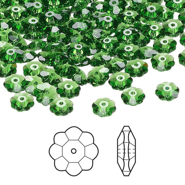 Margarita flower 24pk fern green, Crystal Passions® 6x2mm 3700 image number 0