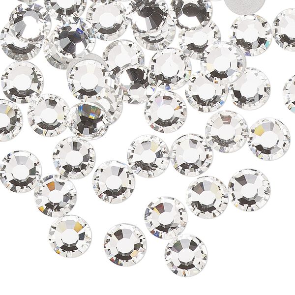Flat back, Dance With Me™ crystal rhinestone, crystal clear, foil back, 6.32-6.5mm rose, SS30. Sold per pkg of 288 (2 gross). image number 0