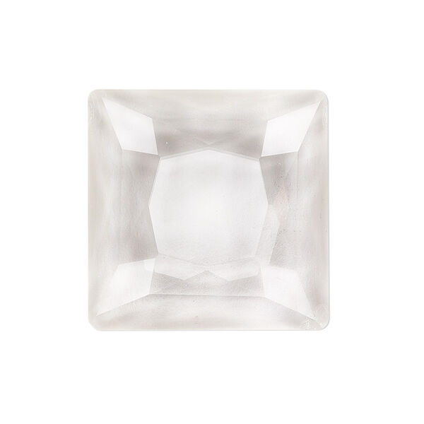 Cabochon, glass, clear, 25mm non-calibrated faceted square. Sold individually. image number 0