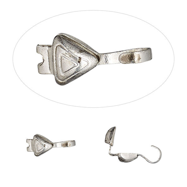 Bead tip, Hot Tips®, antique silver-plated brass, 8x5mm triangle. Sold per pkg of 100. image number 0