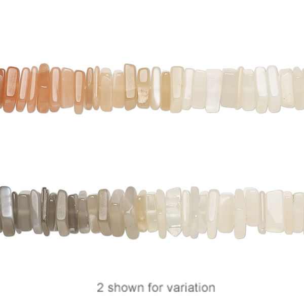 Bead, multi-moonstone (natural), 4x1mm-6x2mm hand-cut square rondelle, B grade, Mohs hardness 6 to 6-1/2. Sold per 8-inch strand, approximately 95-150 beads. image number 0