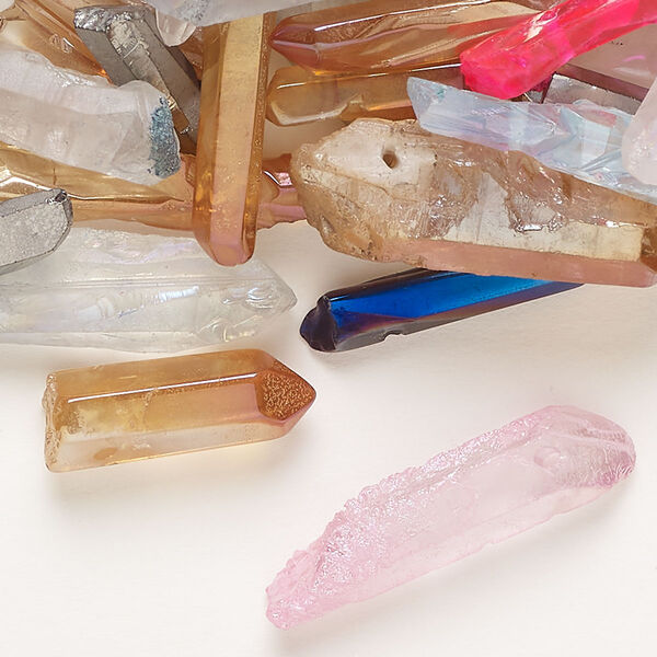 Quartz crystal 1pkg1, top-drilled stick bead 4 oz mix 14x3mm-26x8mm image number 0