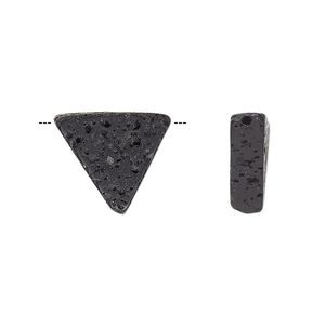 Lava rock 1pkg2, top-drilled triangle bead 16x16mm