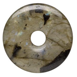 Labradorite 1pkg1, donut focal natural 25mm