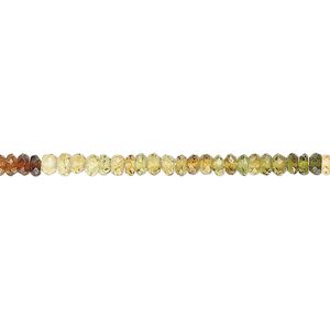 Amber-green tourmaline 1pkg1, hand-cut faceted rondelle bead natural 15.5-16 inch 2x1mm-3x2mm