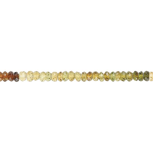 Amber-green tourmaline 1pkg1, hand-cut faceted rondelle bead natural 15.5-16 inch 2x1mm-3x2mm image number 0