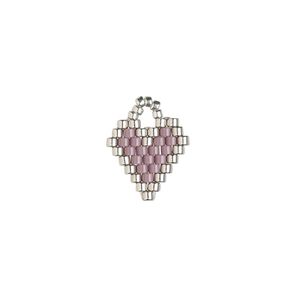 Drop, Creative Touch, glass, lavender and silver, 12mm double-sided heart. Sold individually.