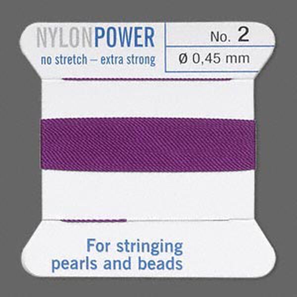 Thread, Griffin, nylon, amethyst purple, size #2. Sold per 2-meter card (approximately 78 inches). image number 0