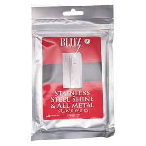 Jewelry cleaner, Blitz® Stainless Steel Shine and All Metal, 5-1/2 x 3-1/2 inch wipe. Sold per 30-piece pkg.