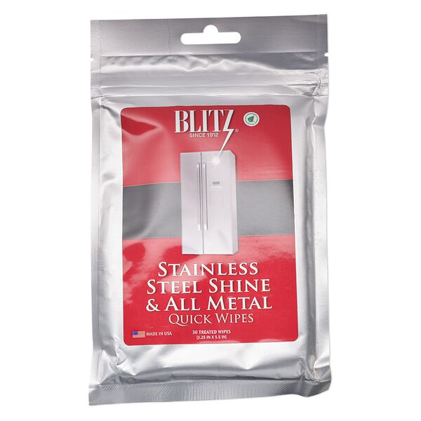 Jewelry cleaner, Blitz® Stainless Steel Shine and All Metal, 5-1/2 x 3-1/2 inch wipe. Sold per 30-piece pkg. image number 0