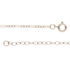 Chain 1pkg1 14Kt rose gold-filled figaro, 1.7mm fine / springring clasp, Gossamer™ 18 inch